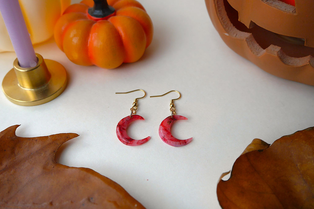 Boucles d'oreilles Halloween effet marbre rouge