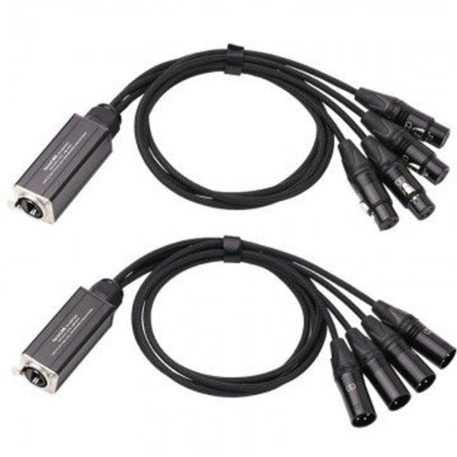 ADAPTADOR PACK 1 RJ45 4 XLR 3 PIN HEMBRA +1RJ45 4 XLR 3 PIN MACHO