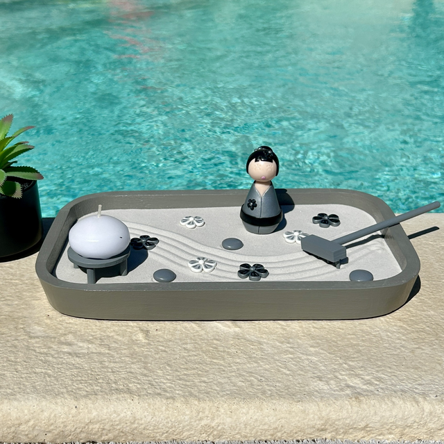 Jardin zen d&#039;intérieur kokeshi &quot;silver&quot;