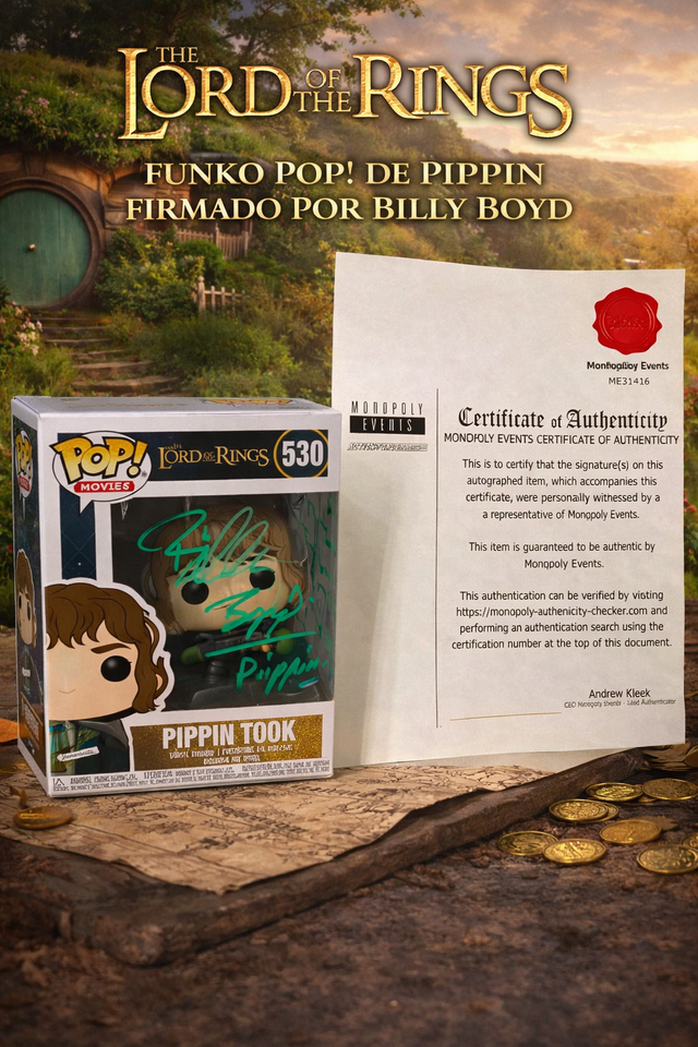 Funko Pippin #530 - LOTR firmado Billy Boyd COA