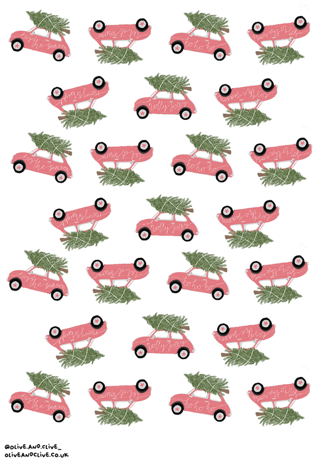 Pink Christmas Car Wrap Sheet A2 