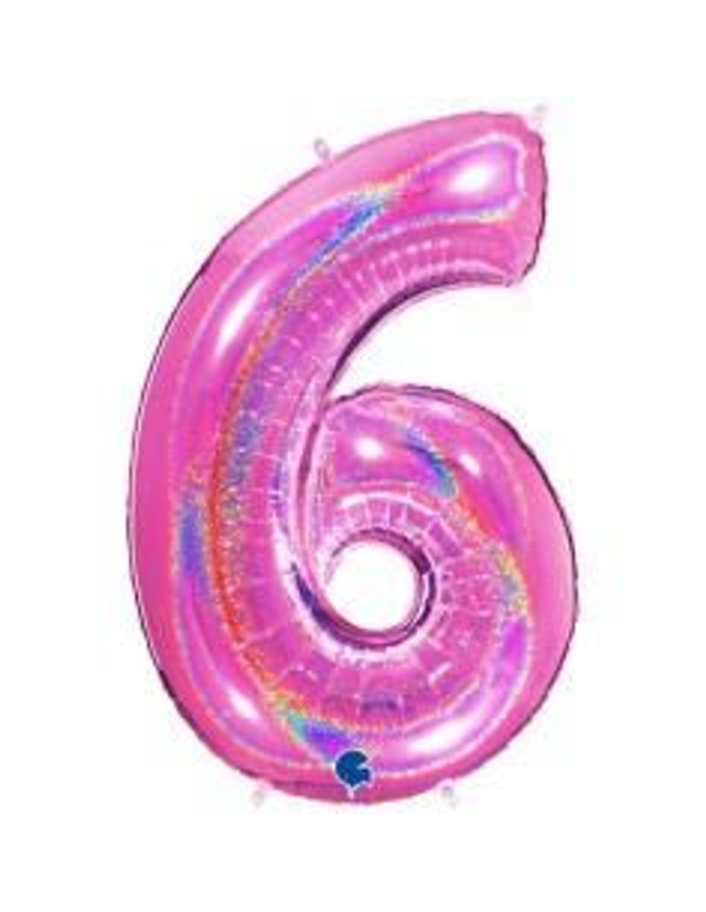 Numero 6 Holografico Fuxia