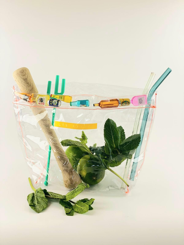 Pochette Bouteille Couture Jaune Fluo