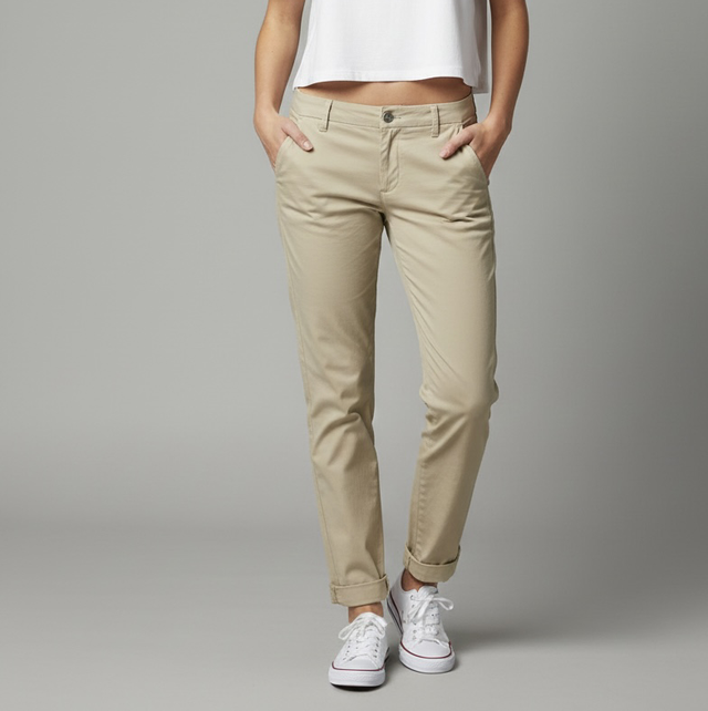 Pantalon Chino Beige pour Femme - Coupe Slim &amp; Bas Rehaussé - Place du Jour