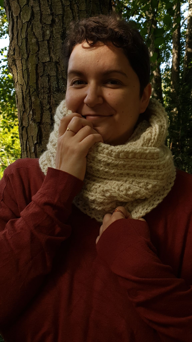 Snood double blanc cassé