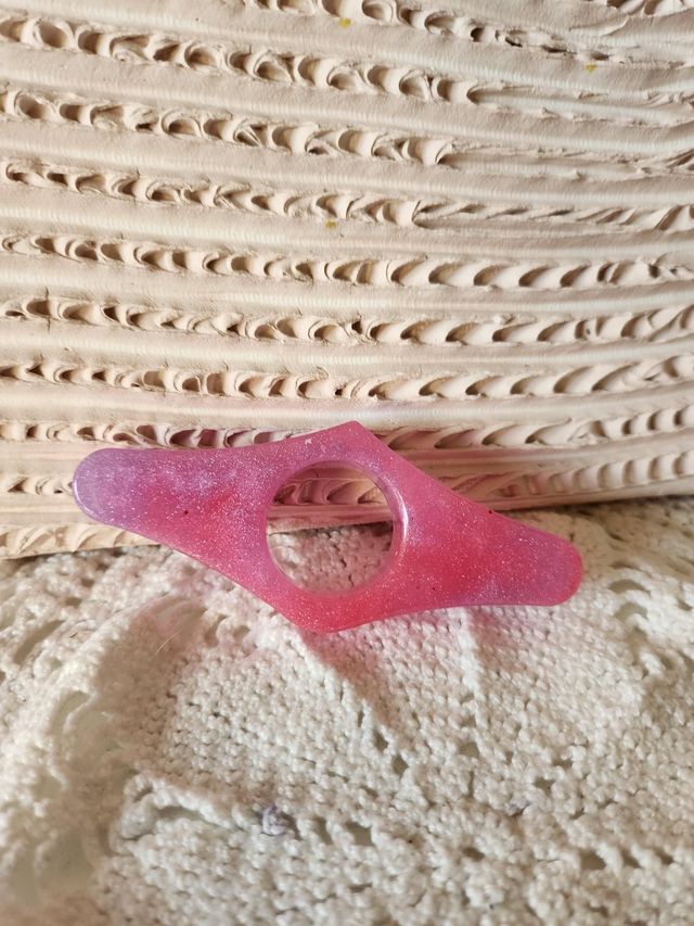 Bague de lecture résine rose violet