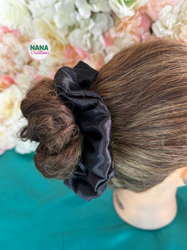 Chouchou Satin - Ébène – Fait main