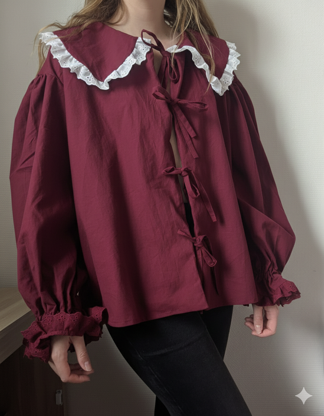 Blouse à grand col claudine