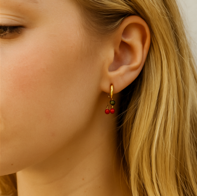 Oorbellen kers goud 
