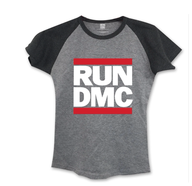 RUN DMC Ladies Raglan T Shirt Grey
