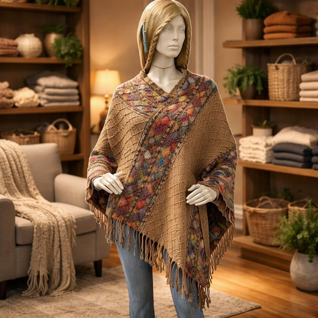 "Kaki poudré" - Poncho 97 cm 