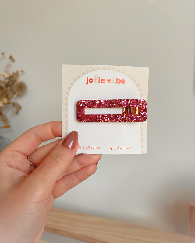 Barrette rectangle - rose