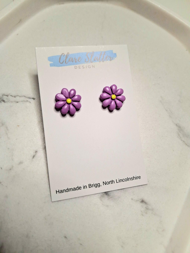 Purple flower studs
