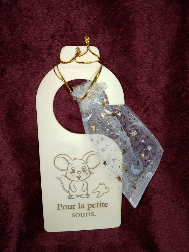 Accroche-porte "Passage de la Petite Souris" avec sachet pour dent