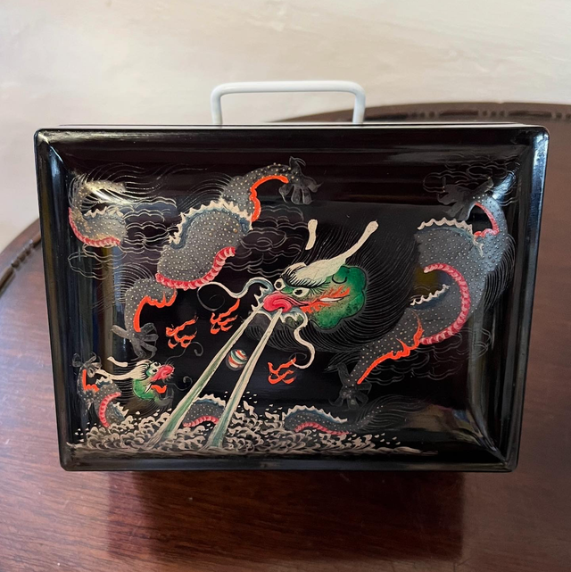 Chinese Lacquered Box Adorned With Dragons From Foochow
