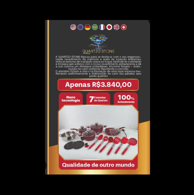 Panelas em Cerâmica Quartzo Stone Linha Marble