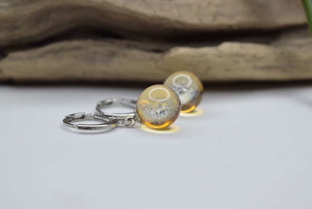 CRÉOLES MINI GALAXIE AMBRE MONTURE ARGENT (CGA2)