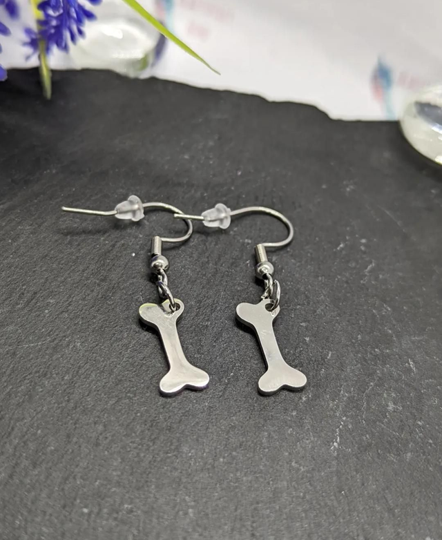 Stainless Steel Bone Drop Earrings 