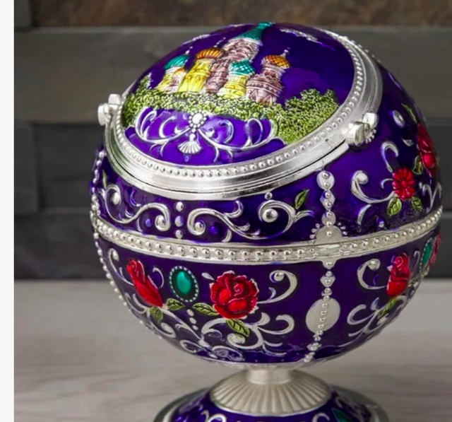 Luxe asbakken oosterse stijl bolvormig en windbestendig kleur paars