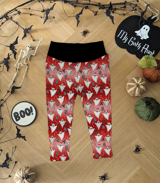 Christmas Red Ghosts Childrens Leggings