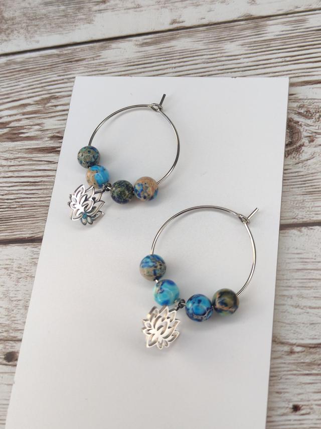 Boucles Lapis Lazuli créole 2.5 cm