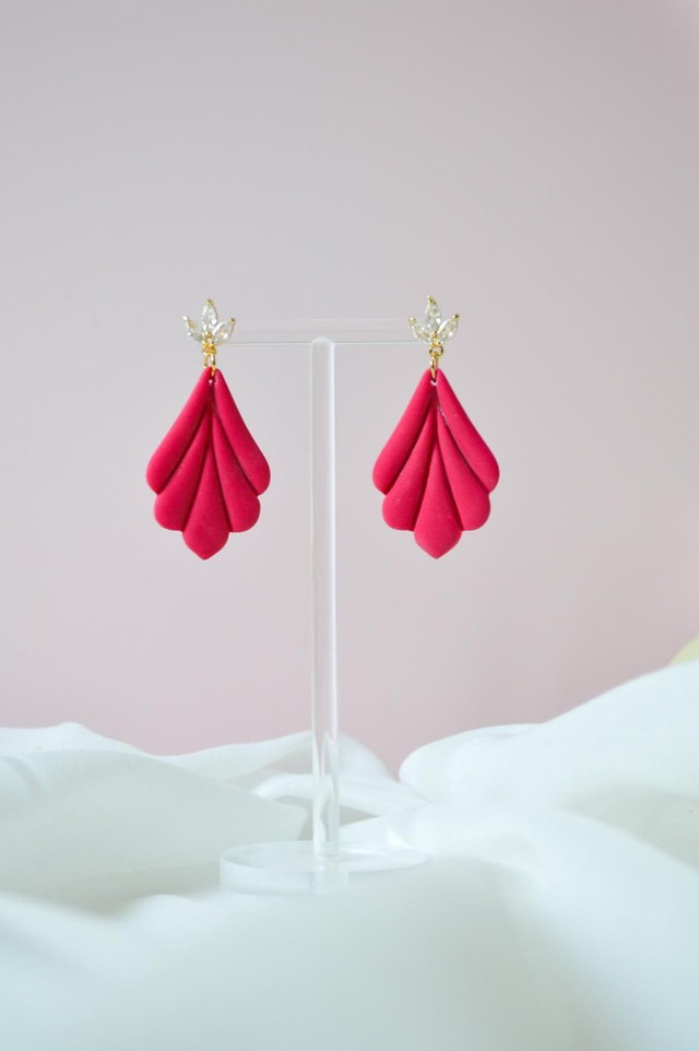 Flamenco Glow kolekcija - Rdeči uhani na osnovi iz cirkonije