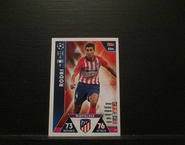 RODRI - UEFA Champions League Match Attax 2018/19 Original Trading Card #28