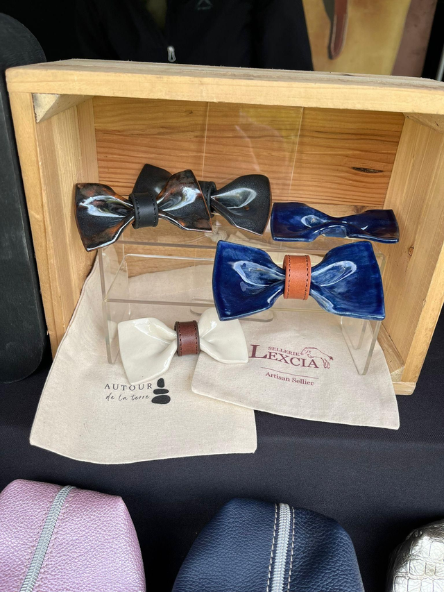 Nœud-paillon céramique et cuir