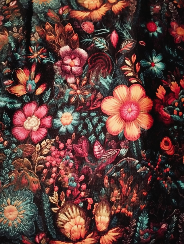 Tissu French Terry Fleurs Brodées POUR COMMANDE 