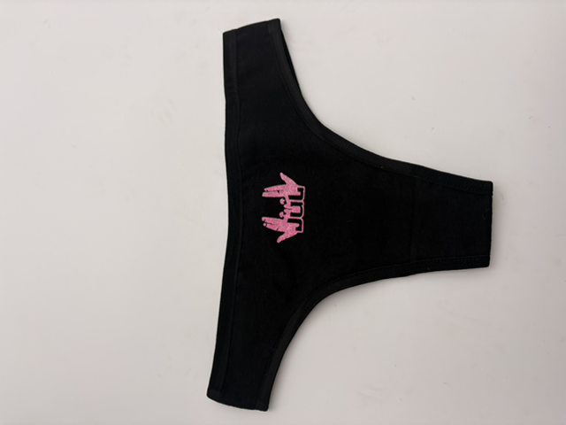 Tanga noir JuL signe phospho rose