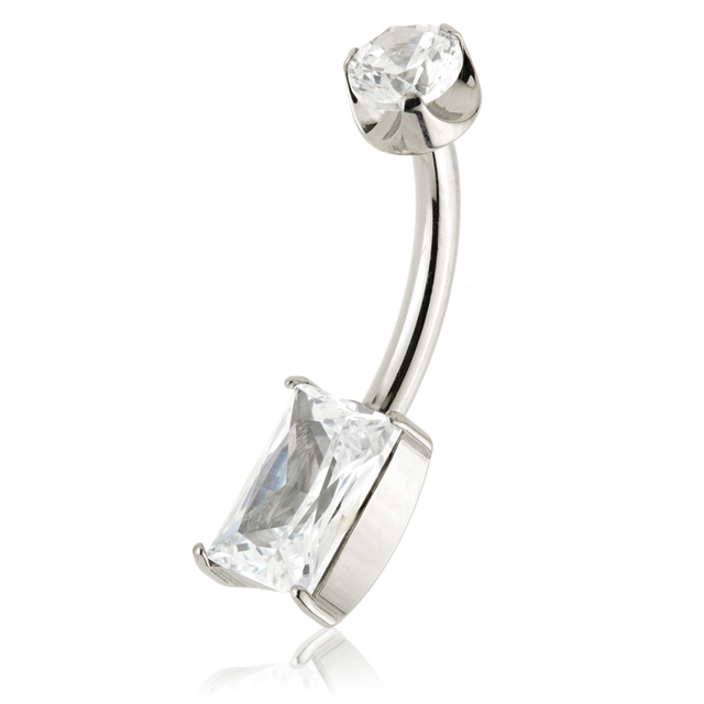 Titanium Jewelled Rectangle Navel Bar