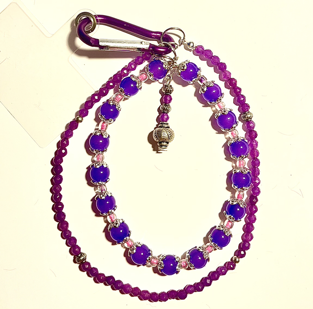 D24 - Dragonne perles en verre et acier inoxydable