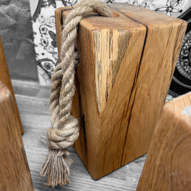 Large Rustic oak door stops with rope handle