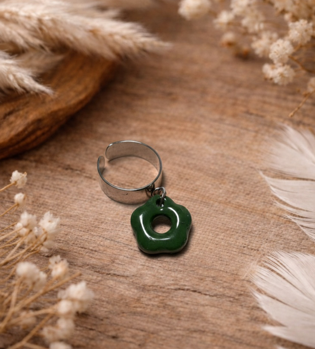 Argent 6mm Pampille Vert