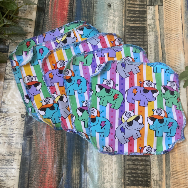 Rainbow Rhinos Reusable Wipes x5 pack