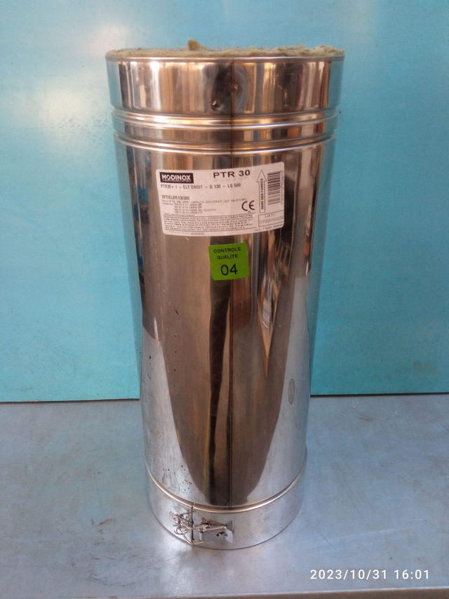 PTR 30 élément droit 500 D130 INOX - 2PTIELDR130500 
