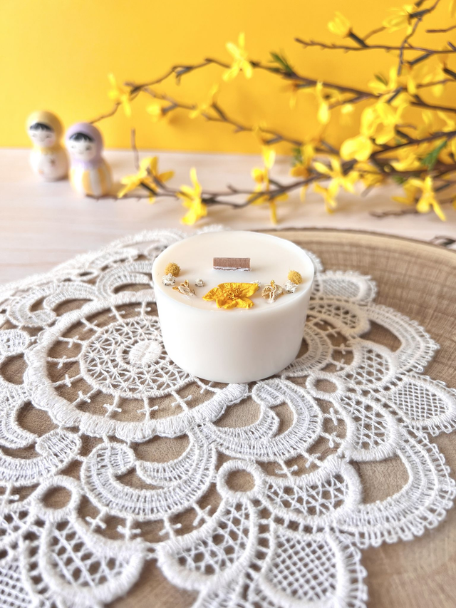 🌼 Maxi bougie fleurie - parfum Citronnelle