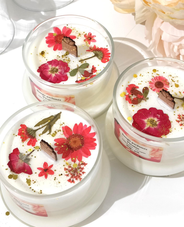 Bougie cloche pivoine