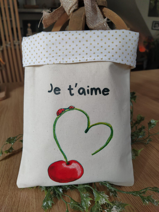 Pochette à livre petit modèle - Cerise je t'aime