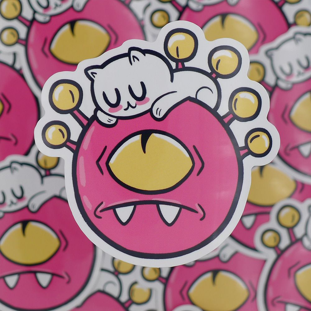 Single Sticker - Dungeon Kittens - Beholder Kitty - ca. 7x7 cm