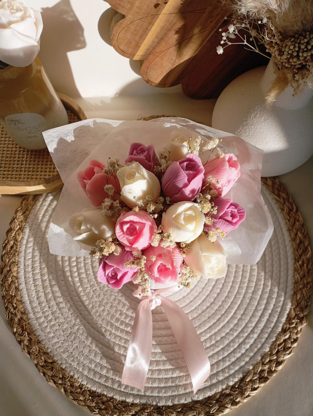 Bouquet de tulipes en cire "Velours de Tulipe"