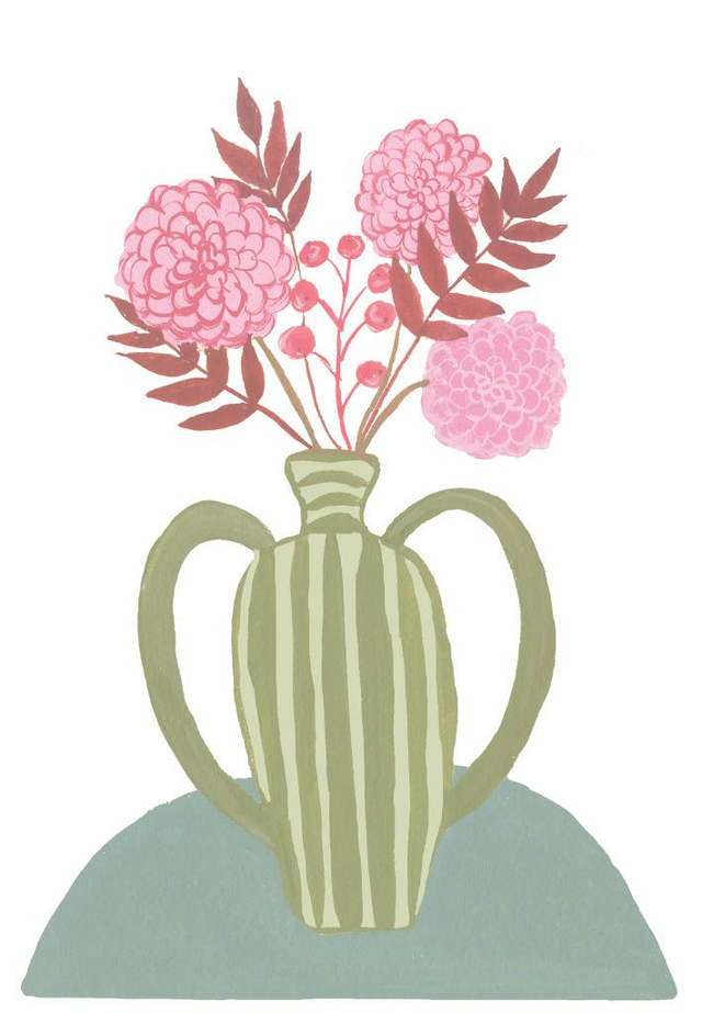 A4 Striped Vase Art Print