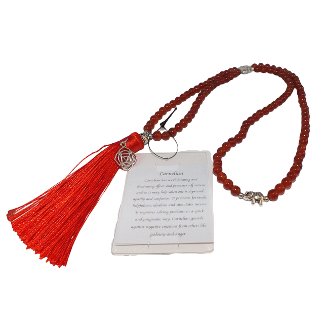 Mala ketting 108 kralen Olifant | Wortel chakra Muladhara Rood Carneool Edelsteen