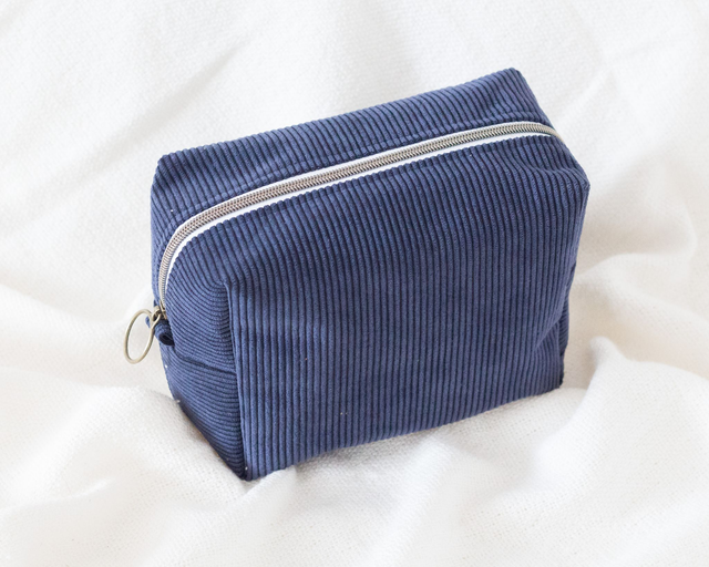 Trousse toilette velours - Bleu Nuit