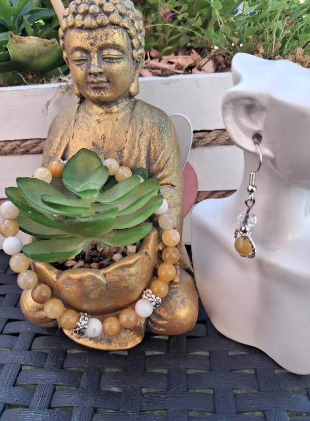 Bracelet Aventurine orange + boucles d'oreilles 