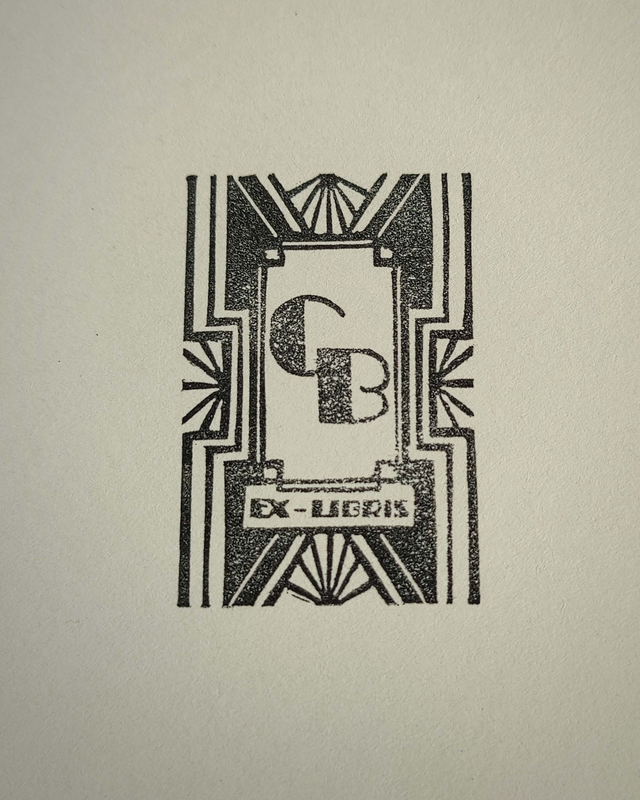 Ex-libris cadre art déco - Tampon personnalisé