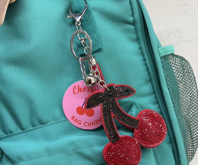 Sparkly Cherry Keyring Bag Charm