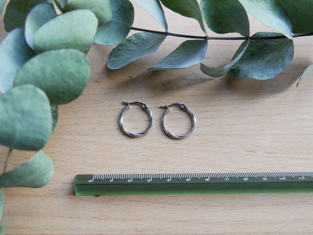 Créoles argentées torsadées 19mm