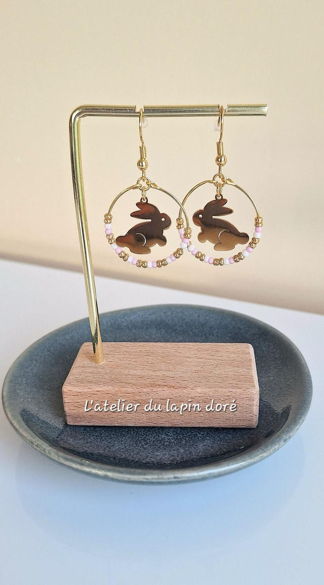 Boucles d&#039;oreilles Lapin doré
