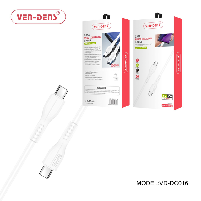 Type C to Type C Charging Cable 2A White 1m 2m 3m (Qty 10)